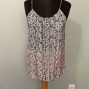 Gap Women's White Floral Spaghetti Strap Loose Fit Summer Top